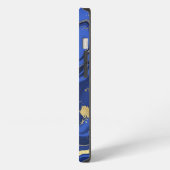 Indigo Blue Agate Marble Abstracte Name Monogram iPhone Hoesje (Linkerkant)