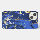 Indigo Blue Agate Marble Abstracte Name Monogram iPhone Hoesje (Achterkant horizontaal)