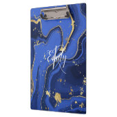 Indigo Blue Agate Marble Abstracte Name Monogram Klembord (Links)