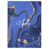 Indigo Blue Agate Marble Abstracte Name Monogram Klembord (Achterkant)