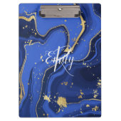 Indigo Blue Agate Marble Abstracte Name Monogram Klembord (Voorkant)