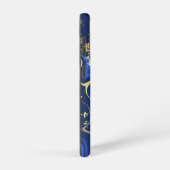 Indigo Blue Agate Marble Abstracte Name Monogram Samsung Galaxy Hoesje (Rechterkant)