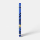 Indigo Blue Agate Marble Abstracte Name Monogram Samsung Galaxy Hoesje (Linkerkant)