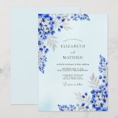 Indigo Blue Artistic Spring Wedding Kaart (Voorkant / Achterkant)