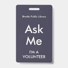 Indigo Blue Ask Me-badge voor vrijwilligers Badge