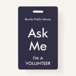 Indigo Blue Ask Me-badge voor vrijwilligers Badge