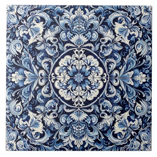 Indigo Blue Azulejo Tegels Tegeltje (Voorkant)