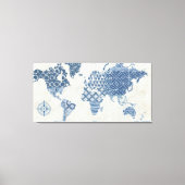 Indigo Blue Batik Map of the World Canvas Afdruk (Voorkant)