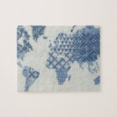 Indigo Blue Batik Map of the World Legpuzzel (Horizontaal)