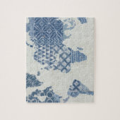 Indigo Blue Batik Map of the World Legpuzzel (Verticaal)