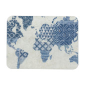 Indigo Blue Batik Map of the World Magneet (Horizontaal)