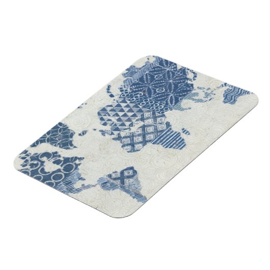 Indigo Blue Batik Map of the World Magneet (Linkerzijde)