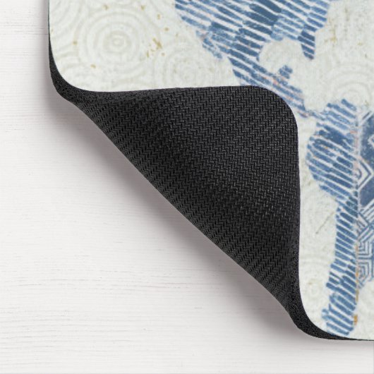 Indigo Blue Batik Map of the World Muismat (Hoek)