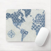 Indigo Blue Batik Map of the World Muismat (Met muis)