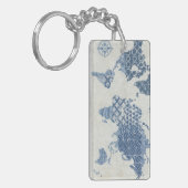 Indigo Blue Batik Map of the World Sleutelhanger (Voorkant Links)
