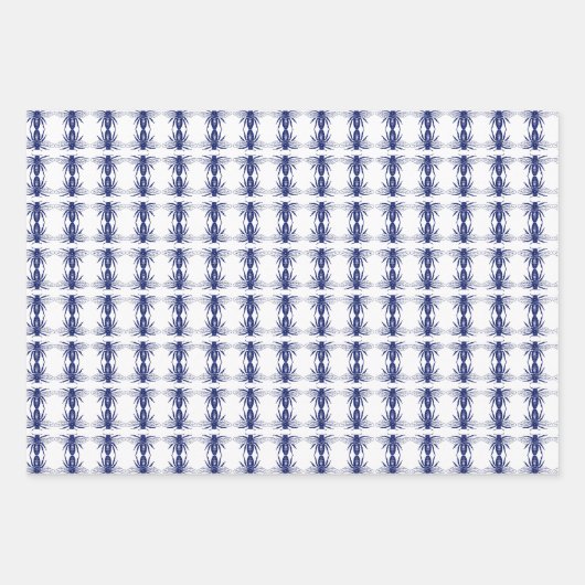 Indigo Blue Bee design cadeau wrap set Inpakpapier Vel (Voorkant 3)