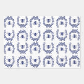 Indigo Blue Bee design cadeau wrap set Inpakpapier Vel (Voorkant)
