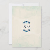 Indigo Blue & Beige Waterverf Flowers Wedding Kaart (Achterkant)