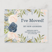 Indigo Blue Blush Pink Change Address Briefkaart (Voorkant)