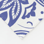 Indigo Blue Boho Chic Paisley Pattern on White Fleece Deken (Hoek)
