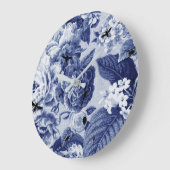 Indigo Blue Botanical & Bugs Floral Toile Grote Klok (Hoek)
