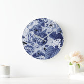 Indigo Blue Botanical & Bugs Floral Toile Grote Klok (Huis)