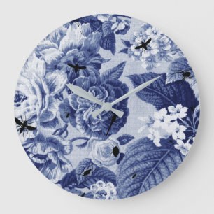 Indigo Blue  Botanical & Bugs Floral Toile Grote Klok