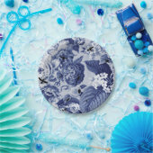 Indigo Blue  Botanical & Bugs Floral Toile Papieren Bordje (Feest)