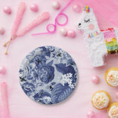 Indigo Blue  Botanical & Bugs Floral Toile Papieren Bordje (Feest)