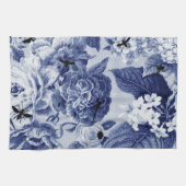 Indigo Blue  Botanical & Bugs Floral Toile Theedoek (Horizontaal)
