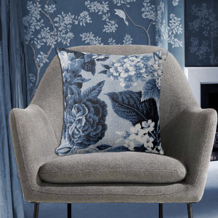 Indigo Blue Botanical Floral Toile No.1 Kussen