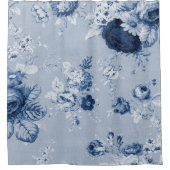 Indigo Blue Botanical Floral Toile No.4 Douchegordijn (Voorkant)