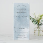 Indigo blue calligraphy bruiloft nodigt rsvp uit kaart (Staand voorkant)