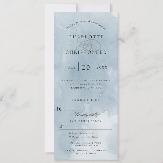 Indigo blue calligraphy bruiloft nodigt rsvp uit kaart (Voorkant)