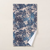 Indigo Blue Cream Marble Patroonontwerp Bad Handdoek (Handdoek)