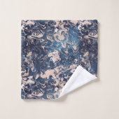 Indigo Blue Cream Marble Patroonontwerp Bad Handdoek (Wasdoekje)