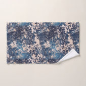 Indigo Blue Cream Marble Patroonontwerp Bad Handdoek (Handdoek)