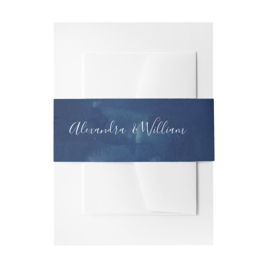 Indigo Blue Dark Waterverf Uitnodigingen Wikkel (Voorkant Voorbeeld)