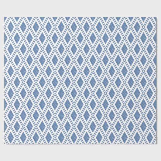 Indigo Blue Diamond Pattern Cadeaupapier (Vlak)
