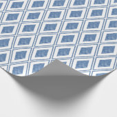 Indigo Blue Diamond Pattern Cadeaupapier (Hoek)
