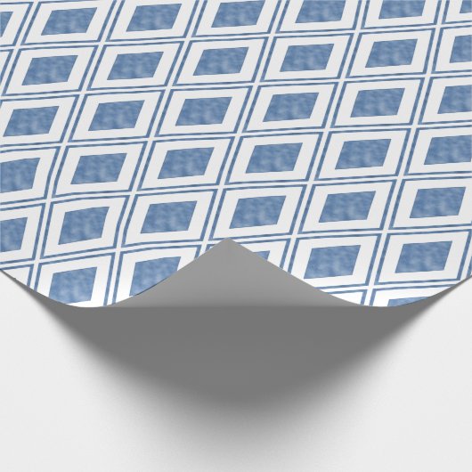 Indigo Blue Diamond Pattern Cadeaupapier (Hoek)