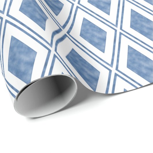 Indigo Blue Diamond Pattern Cadeaupapier (Rol Hoek)