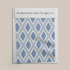 Indigo Blue Diamond Pattern Stof