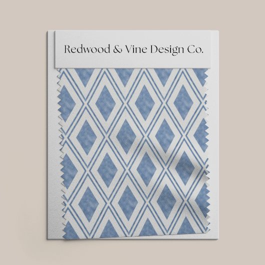 Indigo Blue Diamond Pattern Stof