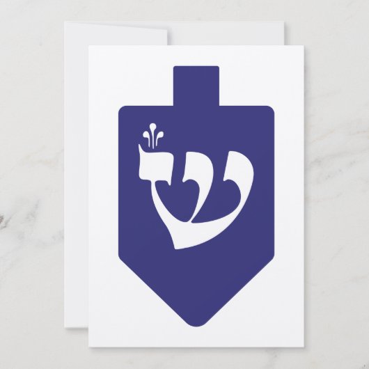 Indigo-Blue Dreidel voor Hanukkah met Letter Shin (Voorkant)