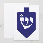 Indigo-Blue Dreidel voor Hanukkah met Letter Shin (Voorkant / Achterkant)