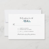 Indigo Blue en Black Floral Buffet Wedding RSVP Kaartje (Achterkant)