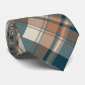 Indigo Blue en Brown Tartan Pattern Stropdas (Opgerold)
