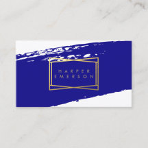 Indigo Blue en Gold Brusstrokes Card