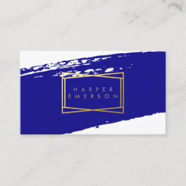 Indigo Blue en Gold Brusstrokes Card Visitekaartje